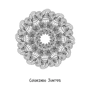 Desenho para colorir de mandala de ovos de Pascoa estilo Zentangle