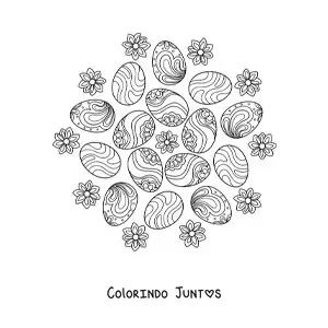Desenho para colorir de ovos de Pascoa estilo Zentangle