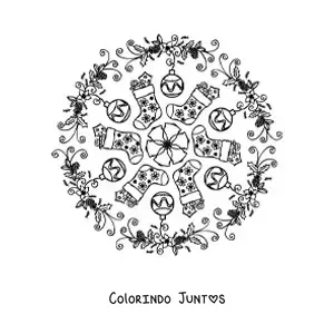 Desenho para colorir de mandala de enfeites de Natal para crianças