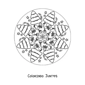Desenho para colorir de mandala de árvore de Natal para crianças