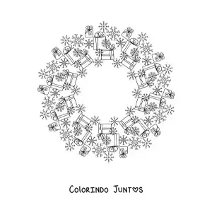 Desenho para colorir de mandala de presentes de Natal para crianças