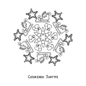 Desenho para colorir de mandala natalina de Papai Noel para crianças