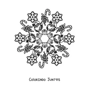 Desenho para colorir de mandala natalina de Papai Noel para crianças