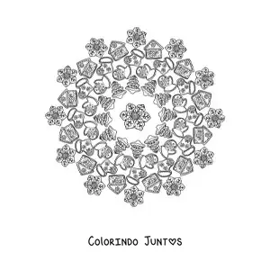 Desenho para colorir de mandala de biscoitos de Natal