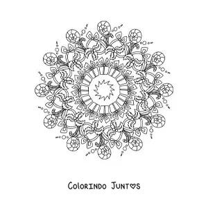 Desenho para colorir de mandala de presentes e doces de Natal