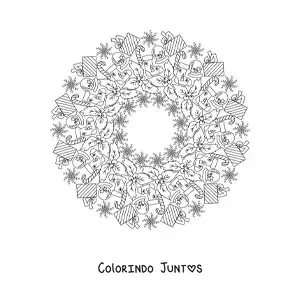 Desenho para colorir de mandala de motivos de Natal