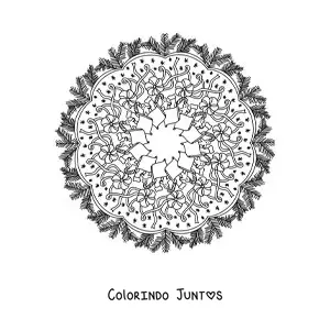 Desenho para colorir de mandala de Natal com flores