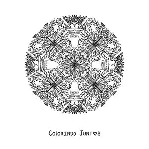 Desenho para colorir de mandala de Natal com sinos