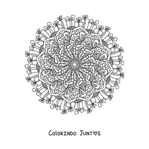 Desenho para colorir de mandala de Natal com presentes