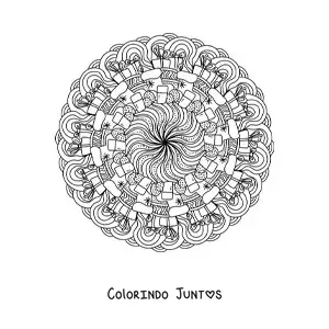 Desenho para colorir de mandala de Natal com presentes