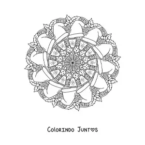 Desenho para colorir de mandala de Natal com gorros