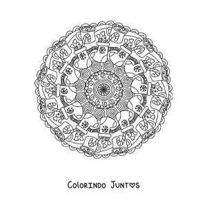 Desenho para colorir de mandala de Natal com meias cheias de doces