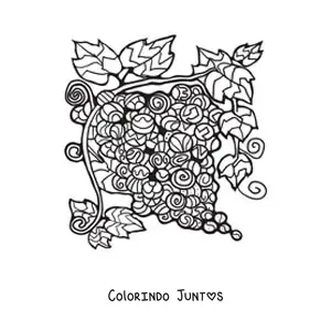 Desenho para colorir de umas uvas com figuras geométricas
