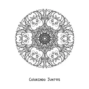 Desenho para colorir de mandala de Halloween kawaii