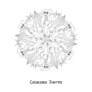 Desenho para colorir de mandala de Halloween com vampiros