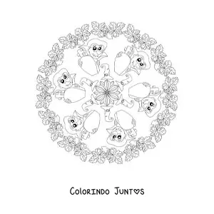 Desenho para colorir de mandala de Halloween com vampiro e caixão