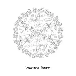 Desenho para colorir de mandala de Halloween com bruxa e caldeirão
