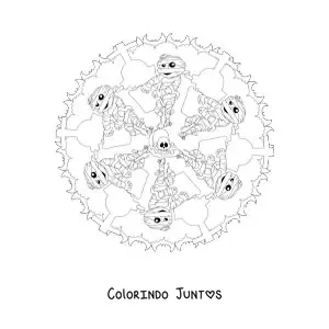 Desenho para colorir de mandala de Halloween com múmia