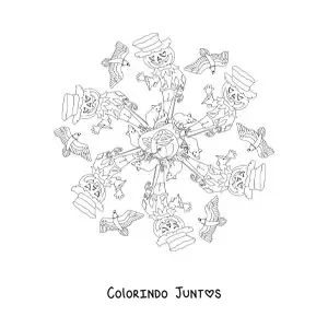Desenho para colorir de mandala de Halloween com espantalho