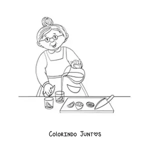 Desenho para colorir de uma vovó fazendo limonada