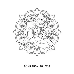 Desenho para colorir de mandala da princesa Rapunzel da Disney