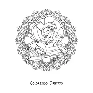 Desenho para colorir de mandala da Pequena Sereia da Disney