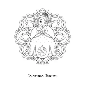 Desenho para colorir de mandala da princesinha Sofia da Disney