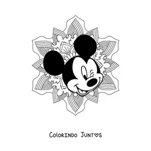 Desenho para colorir de mandala do Mickey Mouse