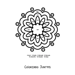 Desenho para colorir de mandala de multiplicação do número 2