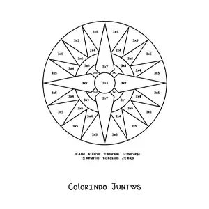 Desenho para colorir de mandala de multiplicação do número 3