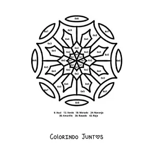 Desenho para colorir de mandala de multiplicação do número 6