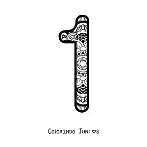 Desenho para colorir de mandala do número 1