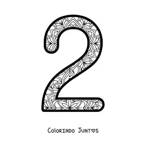 Desenho para colorir de mandala do número 2