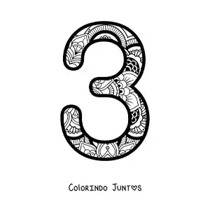 Desenho para colorir de mandala do número 3