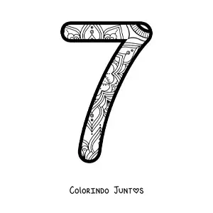 Desenho para colorir de mandala do número 7