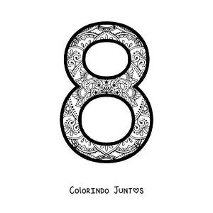 Desenho para colorir de mandala do número 8