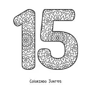 Desenho para colorir de mandala do número 15