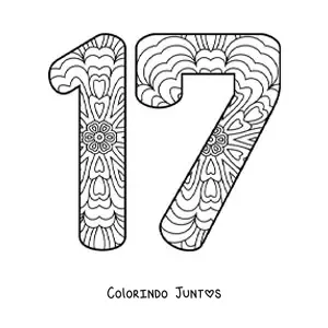 Desenho para colorir de mandala do número 17