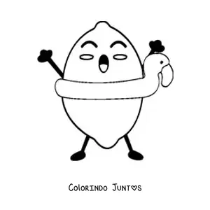 Desenho para colorir de um limão animado kawaii com boia