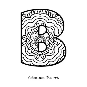 Desenho para colorir de mandala da letra b