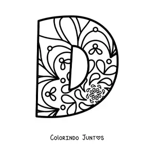 Desenho para colorir de mandala da letra d