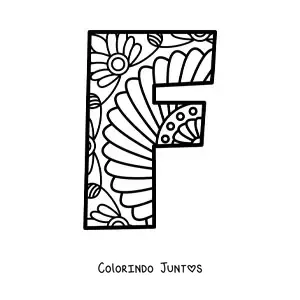 Desenho para colorir de mandala da letra f