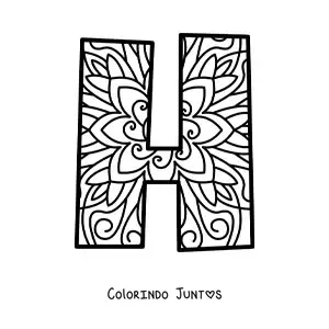 Desenho para colorir de mandala da letra h