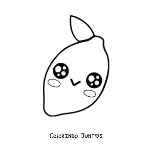 Desenho para colorir de um limão animado kawaii de olhos brilhantes