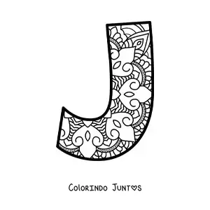 Desenho para colorir de mandala da letra j