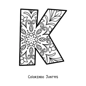 Desenho para colorir de mandala da letra k