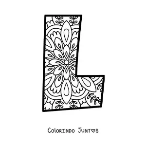 Desenho para colorir de mandala da letra l