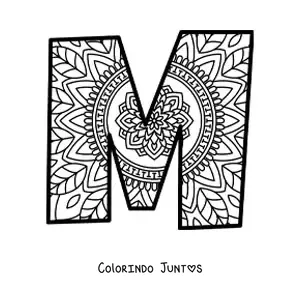 Desenho para colorir de mandala da letra m