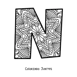 Desenho para colorir de mandala da letra n