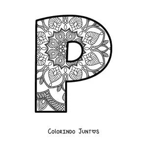Desenho para colorir de mandala da letra p